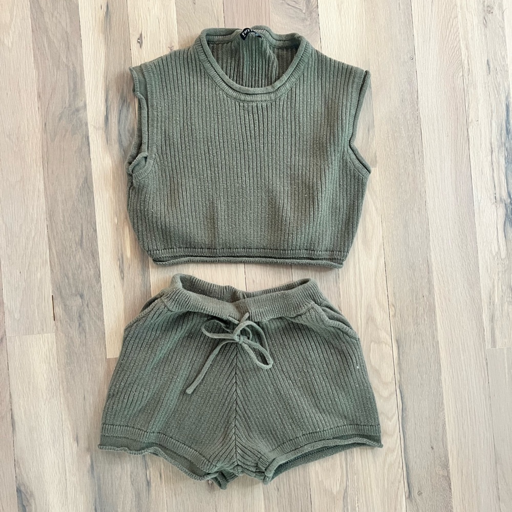 Olive Green Knit Two Piece Set